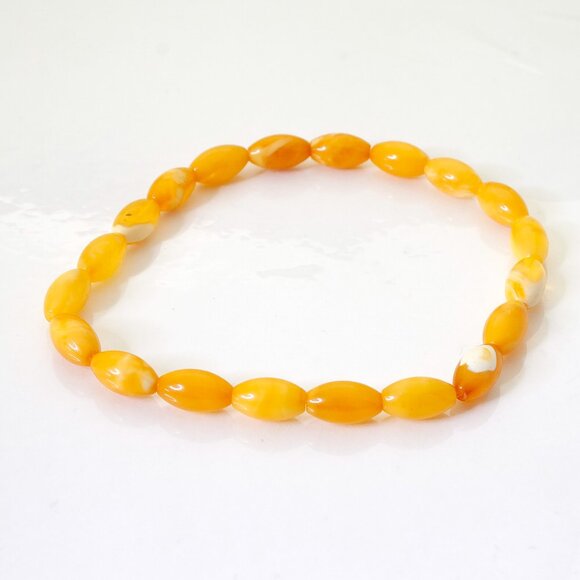 Genuine Butterscotch Elongated Bead Amber Bracelet, 100% NATURAL Amber 5.5-10mm - Picture 3 of 9